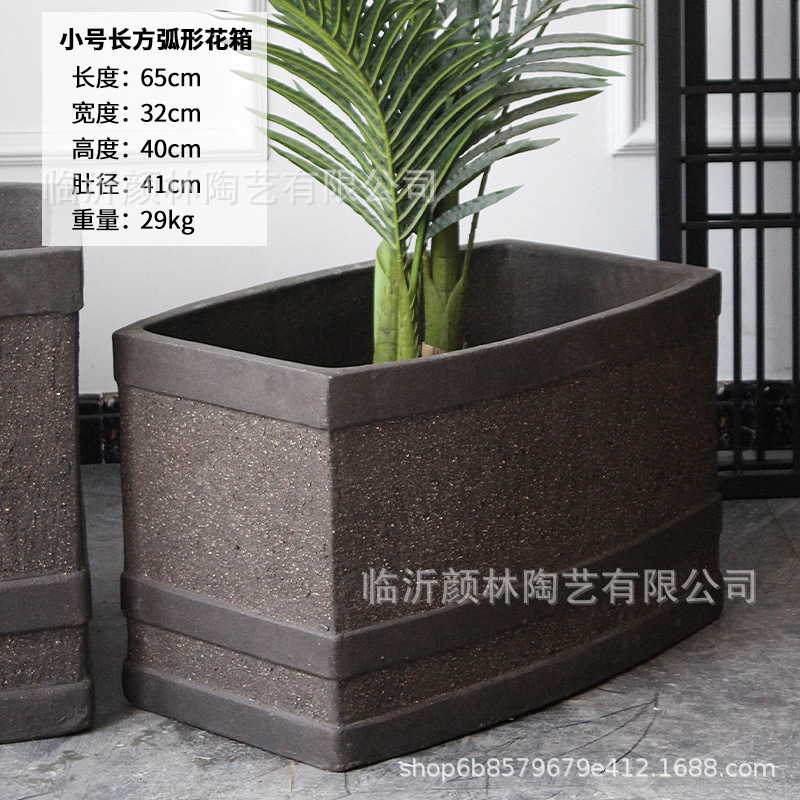 Caja de flores de cerámica grande, caja de flores arqueada, caja de plantación de verduras, caja de plantación de flores paisajística, caja de flores rectangular, gran pesebre