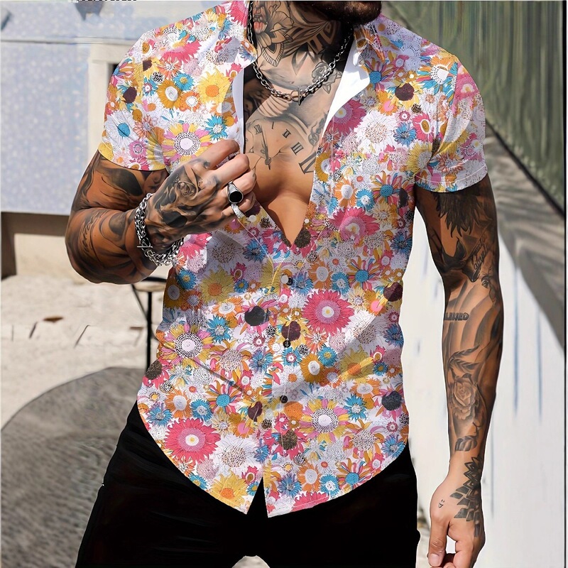 Square Grid 2025 Summer New Hawaiian Floral Shirt for Men, Quick-Dry Beach Short Sleeve Floral Shirt with Half Sleeves Square Grid 2025 Summer New Hawaiian Floral Shirt for Men, Quick-Dry Beach Short Sleeve Floral Shirt with Half Sleeves