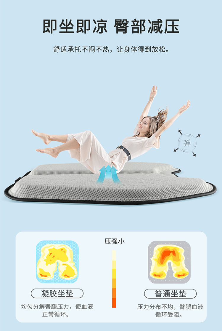 Factory direct new summer ice silk cold gel car seat cushion non-slip breathable cool mat home office seat cushion