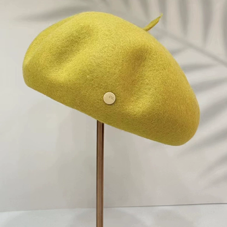 Demi-season colored woolen keep warm beret, universal hat