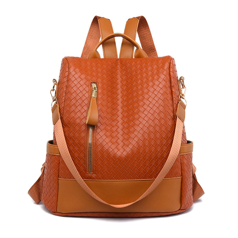 Mochila antirrobo casual de moda transfronteriza nuevo bolso de hombro tejido mochila de viaje de viaje de gran capacidad