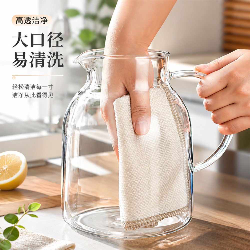 tetera de agua fría de vidrio de silicio resistente a altas temperaturas tetera de almacenamiento de agua doméstica de gran capacidad tetera de té fría bebida de jugo de fruta tetera de bebida caliente