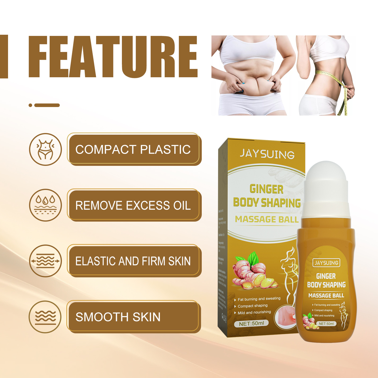 Jaysuing Ginger Body Lift Shaping Slimming Firming Skin Massage Belly Ball_voghion.com