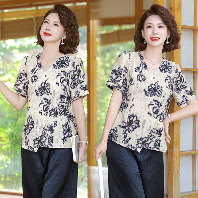 2025 весна и осень мама мода минус возраст вязаные рубашки весна и осень новая средняя и пожилая женщина осенний темперамент топ новый