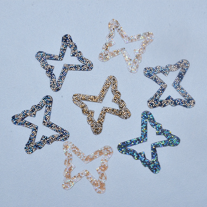 SS4#两头尖水钻烫片蝴蝶图案热熔背胶双尖水钻半成品饰品批发定做