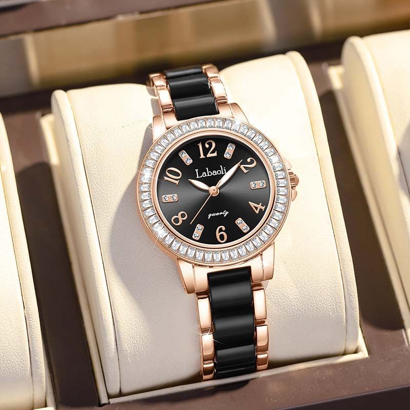 Labaoli Nuovo Modello Orologio da Polso al Quarzo da Donna in Ceramica con Anello di Diamanti Nuovo Kuaishou Live La202_voghion.com