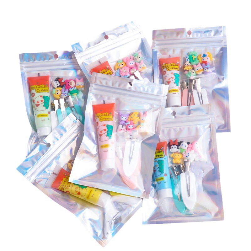 Crema pegamento clip de pelo diy paquete de materiales hechos a mano creativo para niños clip de pelo hechos a mano conjunto de accesorios de joyería