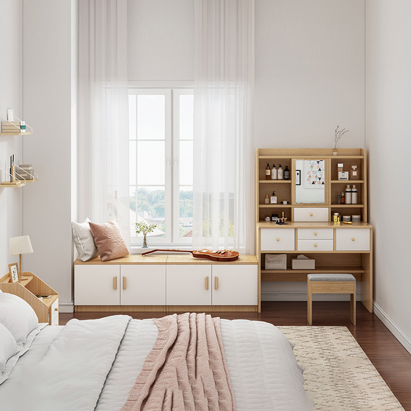 Gabinete de cama de dormitorio gabinete bajo gabinete de ventana libre combinado cabinet de cama cabinet de banda larga armario de almacenamiento armario de hendidura estrecha a prueba de polvo