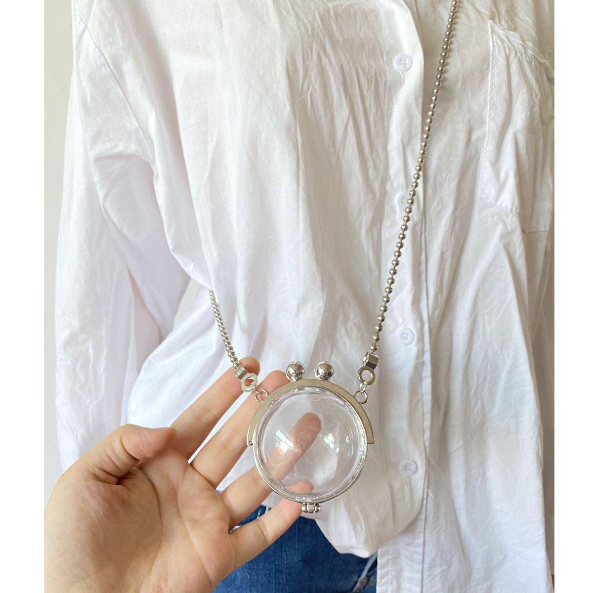 Nihaojewelry Transparent Crystal Ball Bag Round Bead Chain Body Chain Wholesale Jewelry display picture 2