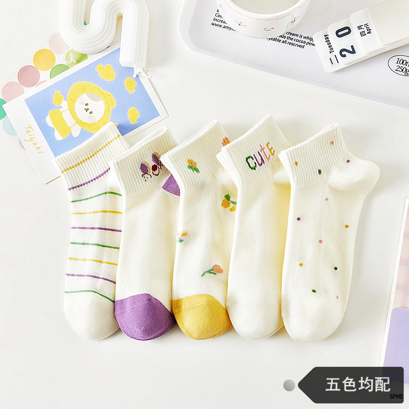 Calcetines de mujer verano fino estilo coreano japonés primavera y otoño calcetines blancos niñas verano calcetines de barco de tubo corto