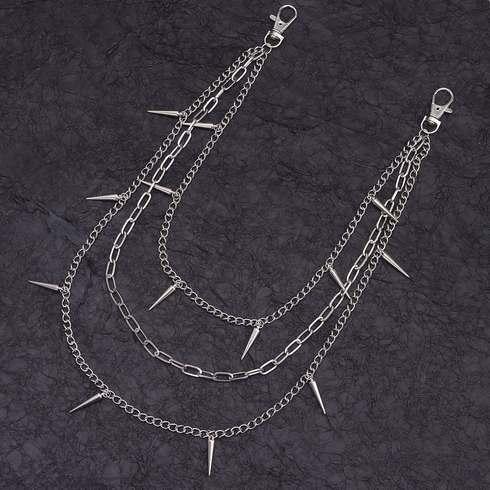 Herre punk buksekæde nitter geometrisk hip-hop stil_voghion.com