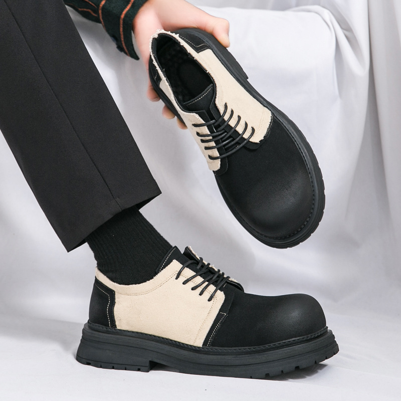 Zapatos de hombre grandes nuevos zapatos de cuero casuales de moda de hombre zapatos de cuero de gran altura tendencia de estilo británico zapatos de suela gruesa al por mayor