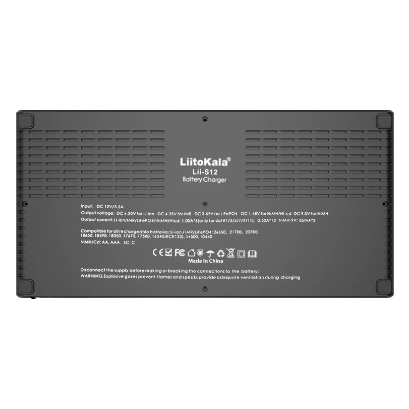 LiitoKala [S12 12-слотовый литий-ион никель-гидридный зарядное устройство 26650 18650 21700 AA AAA]