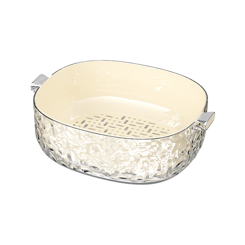 Doble capa de lavado de verduras cesta de drenaje multifuncional cocina hogar nuevo plato de fruta sala de estar cesta de lavado de verduras