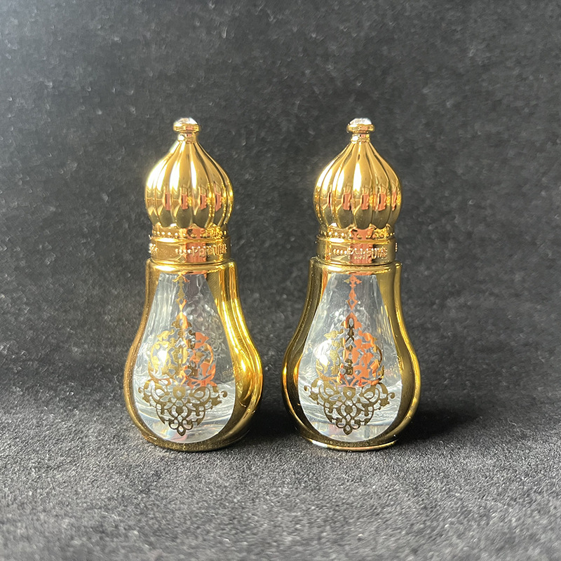 现货供应XB815-8ml 便携式迷你电镀金色滚珠玻璃瓶精油瓶分装空瓶