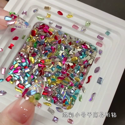 Wen Elf Explosions Mini small Dırnaq bəzəkləri - mixed-color-small-flat-bottom-special-shaped-diamonds-200-pieces