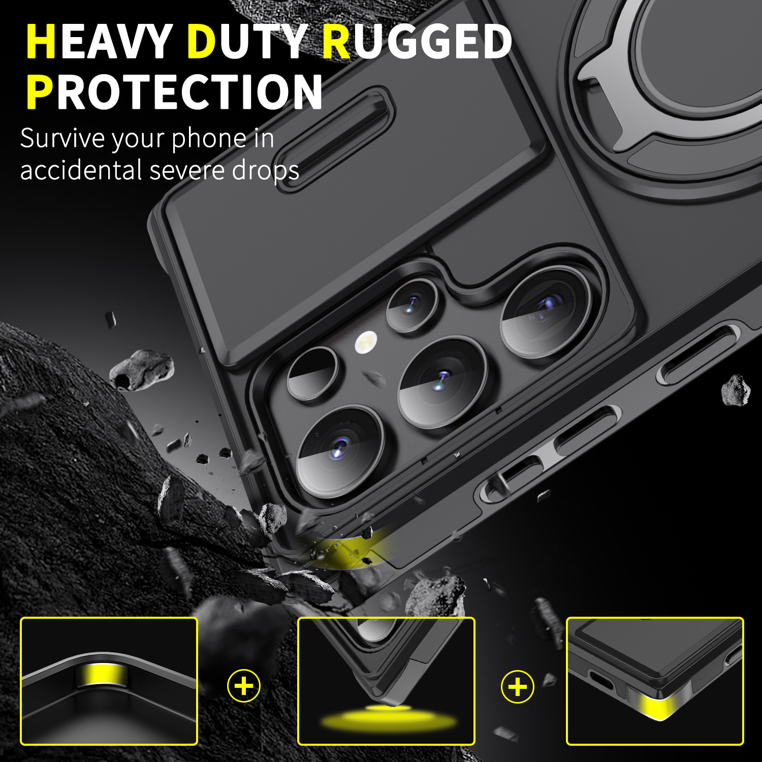 Samsung S25 S24 Ultra A55 A15 Protective Phone Case With Stand_voghion.com
