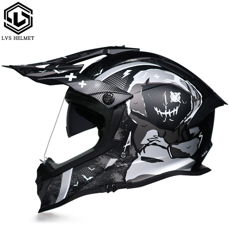 LVS nuevo casco de motocicleta fuera de carretera hombres y mujeres tire casco doble lente Carretera fuera de carretera de doble uso casco 3C certificación