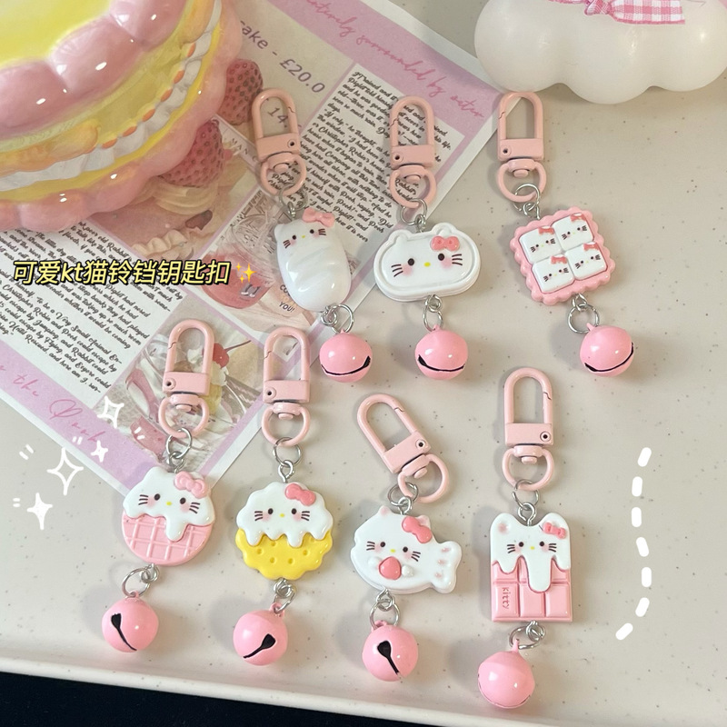 Doorbell H58 Kate Cat KT Cat Bell Pendant Keychain Ins All-match Schoolbag Pendant Girlfriend Couple Gift