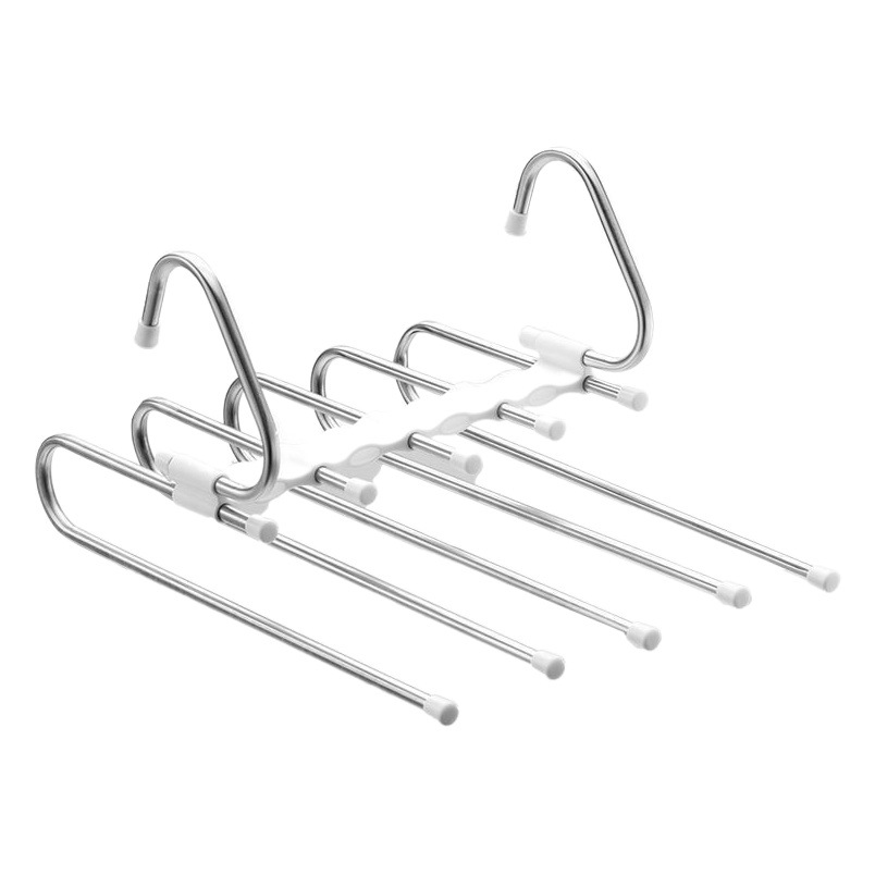 Pantalones retráctiles transfronterizos estante plegable multi-funcional pantalones de múltiples capas rack hogar magia Almacenamiento de acero inoxidable lavado y protección de la ropa de secado