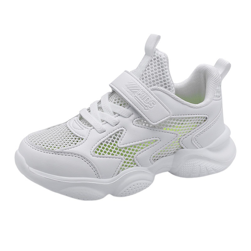8855 zapatos para niños, zapatos blancos para niños grandes y medianos, zapatos deportivos transpirables de primavera y otoño, zapatos casuales de malla de marca de moda, suela suave