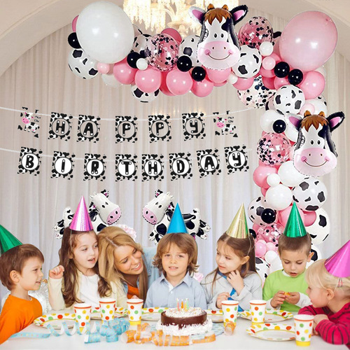 Cartoon Cow Balloon Set Pasture Farm Cow Theme Party Scene Decoration Props Balloon Birthday