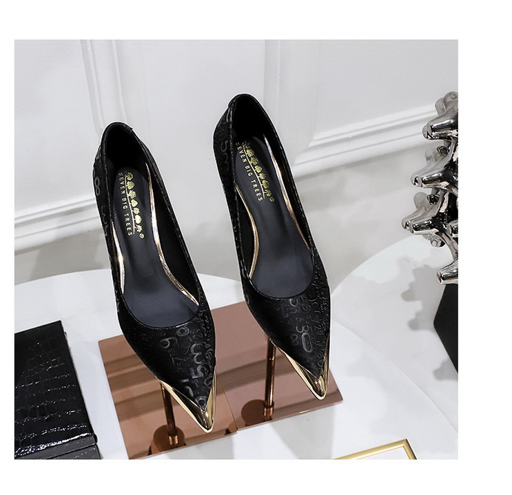 Women's High Heels Pointed Toe Satin Shoes With Metal Detail_voghion.com