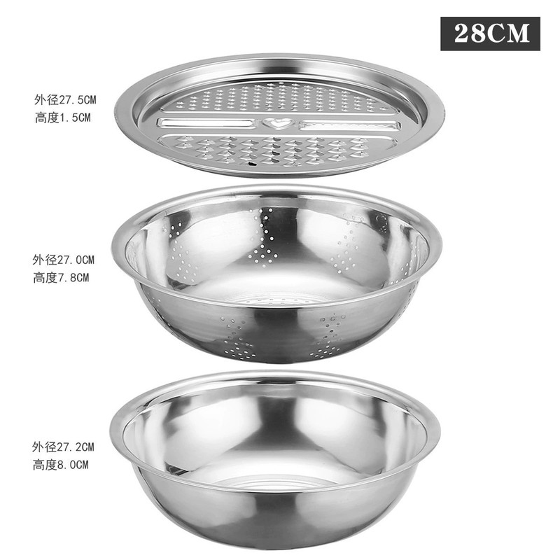 ステンレス製おろし金ボウル、野菜洗いボウル、多機能ジャガイモと大根おろし金、厚手の米洗いふるい、野菜洗いボウル|undefined