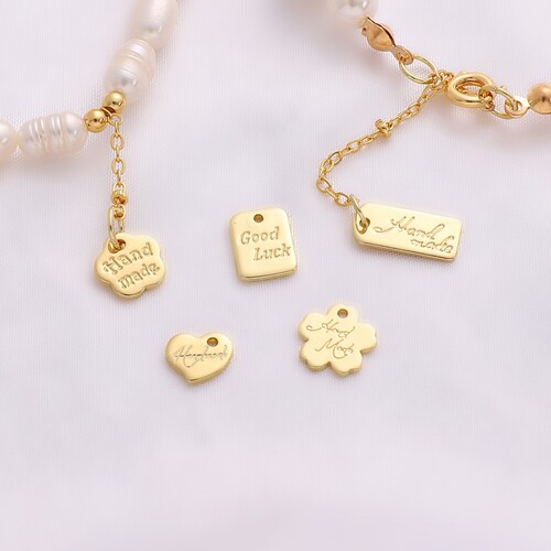 Color-Keeping 14K Gold Plated Heart Shape Letter Pendant DIY Handmade Bracelet Charm Accessory Material