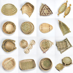 Handmade Bamboo Basket, Bamboo Sieve, Bamboo Woven Fruit Basket, Snack Tray, Household Weaving Craft Round Dustpan