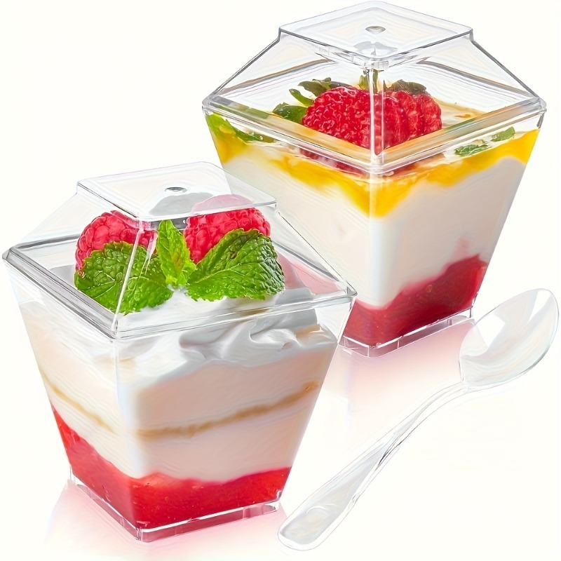 Cross-Border 60ml Transparent 2oz Dessert Cup Plastic Mousse Cup Pudding Cup Wood Pulp Cup Ice Cream Cup Dessert Cup