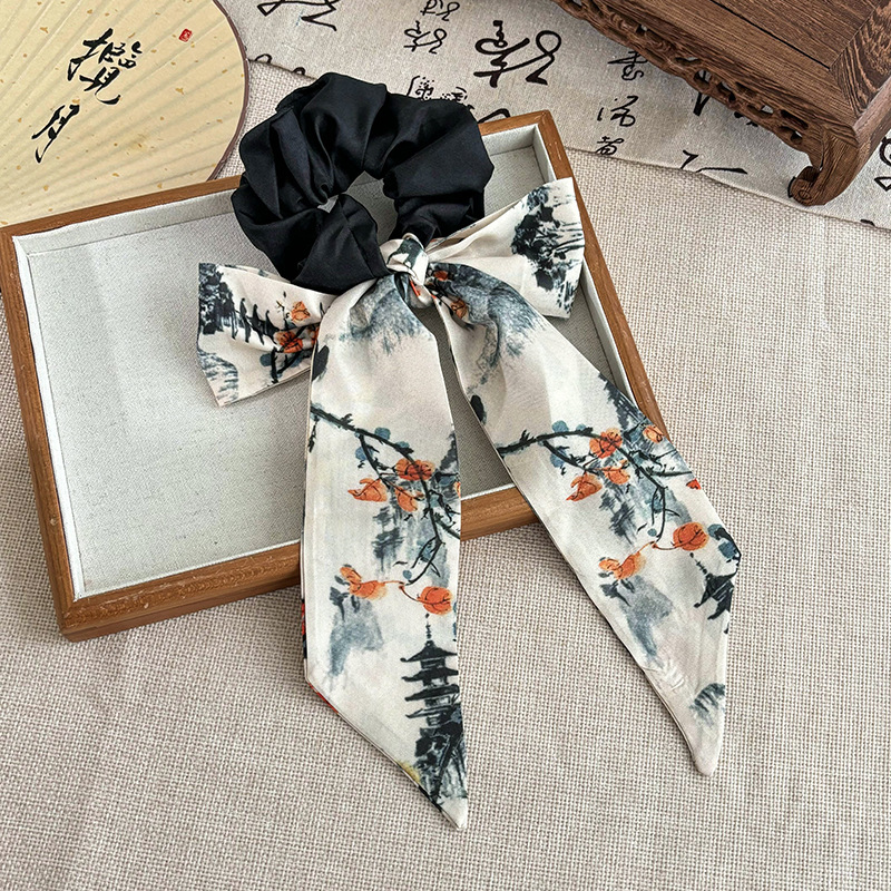 Francés punto de onda gris negro arco de bolas de cabello de bolas de cabello de alta elasticidad correa de cabello joyas de cabello