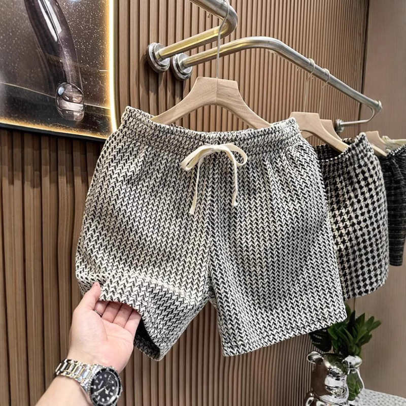 Summer Men's Fashion Trendy Brand New Houndstooth Versatile Stylish Shorts High-End Casual Loose Mid-Length Shorts Summer Men's Fashion Trendy Brand New Houndstooth Versatile Stylish Shorts High-End Casual Loose Mid-Length Shorts