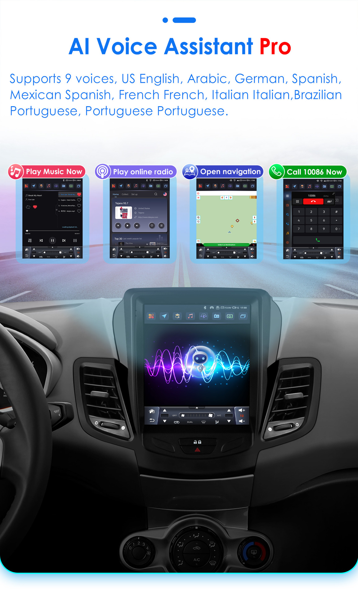 Central Control Navigation Is Suitable for Ford Fiesta 09-16 Models with Vertical Screen Bluetooth Player Multimedia Navigation System
