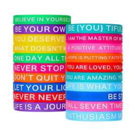 亚马逊跨境励志名言男女青少年硅胶手环彩色励志弹力中性款手腕带