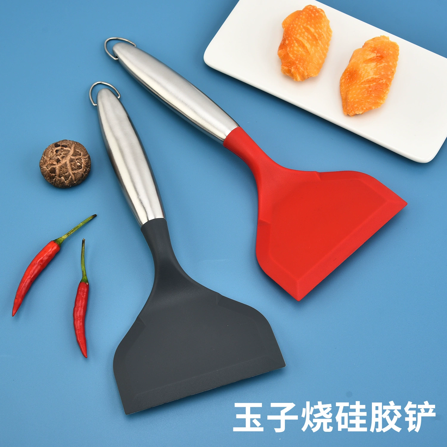 Кухонная лопатка для блинов, антипригарная лопатка для кастрюли, кулинарная лопатка из силикона и нержавеющей стали, утолщённая для жарки яиц, широкая