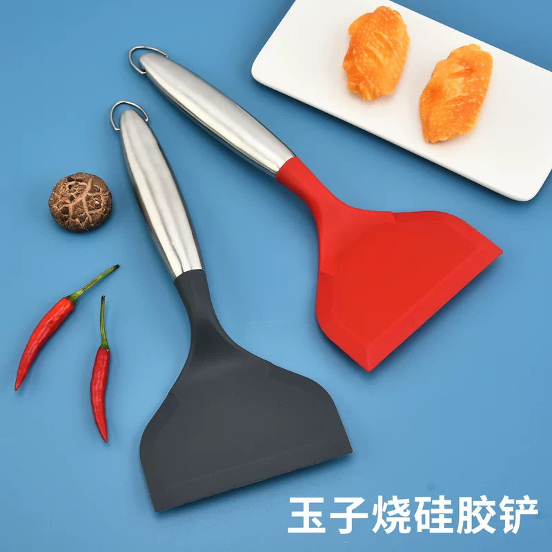 Кухонная лопатка для блинов, антипригарная лопатка для кастрюли, кулинарная лопатка из силикона и нержавеющей стали, утолщённая для жарки яиц, широкая