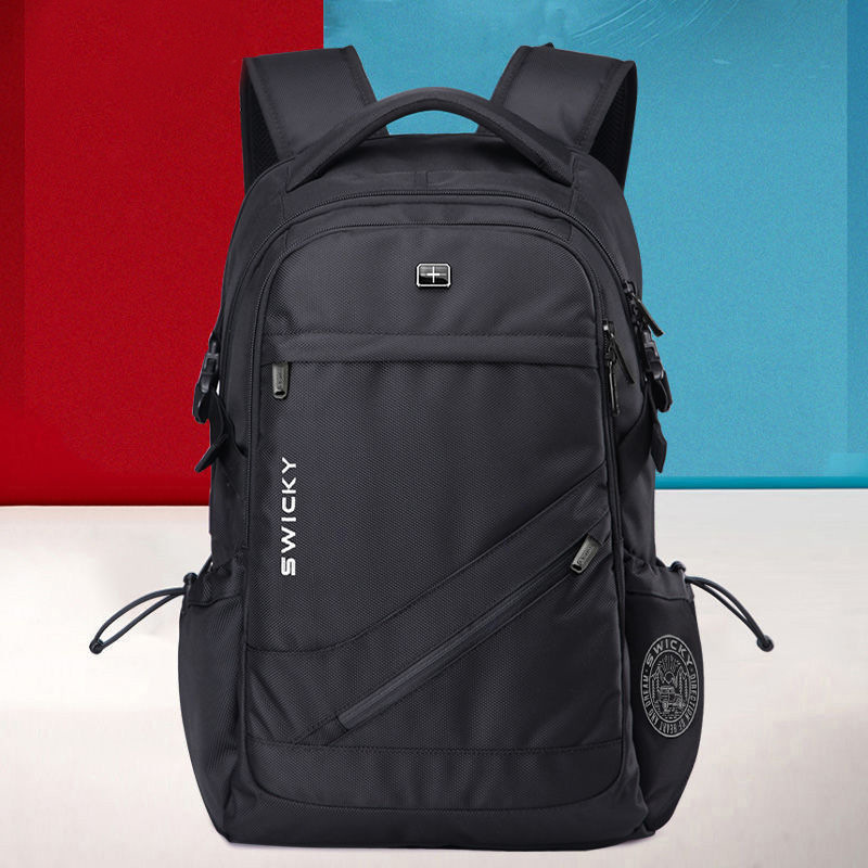 瑞士双肩包男多功能商务背包大容量防水休闲电脑包中学生书包通勤