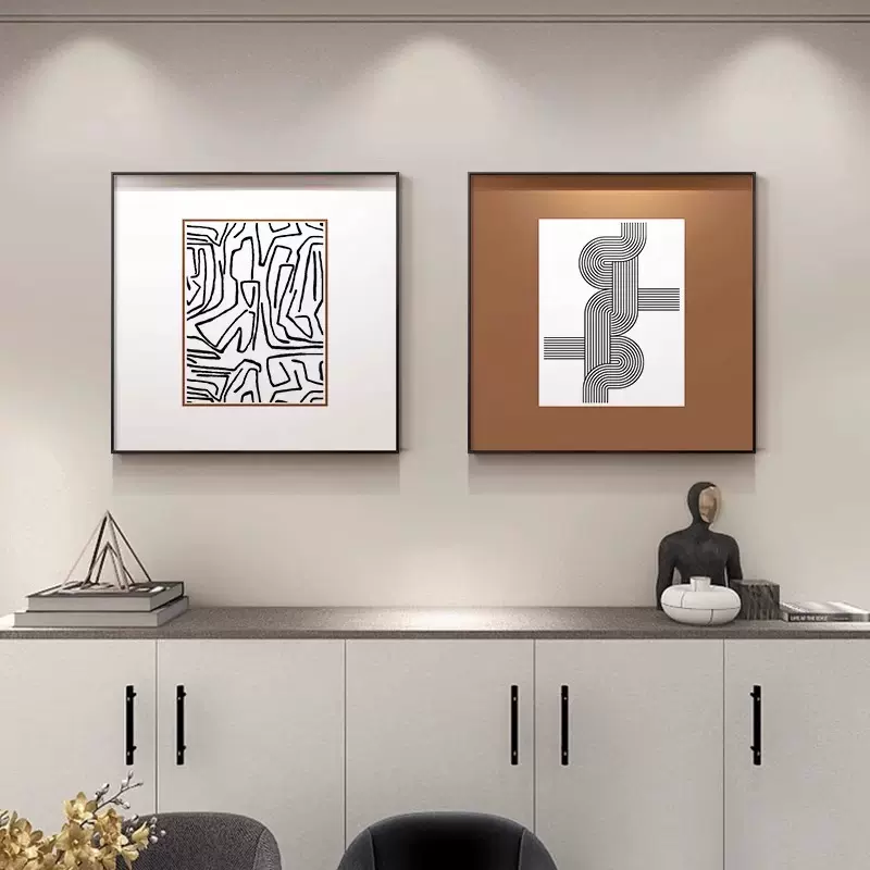 抽象餐厅装饰画客厅沙发背景墙面挂画轻奢高档正方形卧室床头壁画