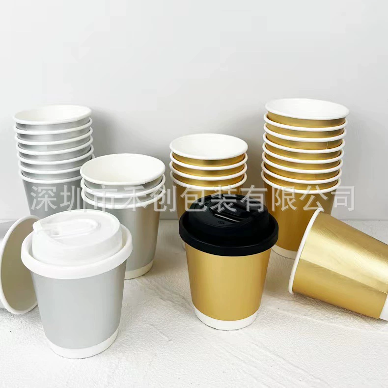 Одноразовый бумажный стакан 90 кофе Cup 9oz полый двойной слой tropical теплоизоляционное покрытие латунный/серебристый кофе cup 300ml
