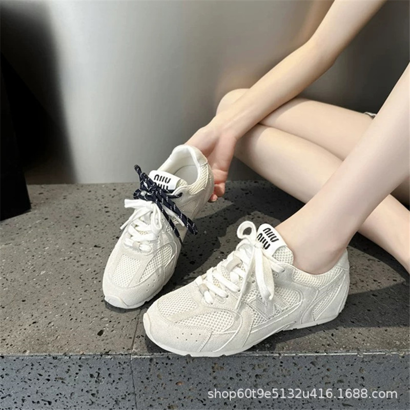 牛革既製品 Miu Miu 共同ブランド フォレスト・ガンプ シューズ 本革 レトロ ランニング スポーツ カジュアル ドイツ訓練靴 婦人靴|undefined