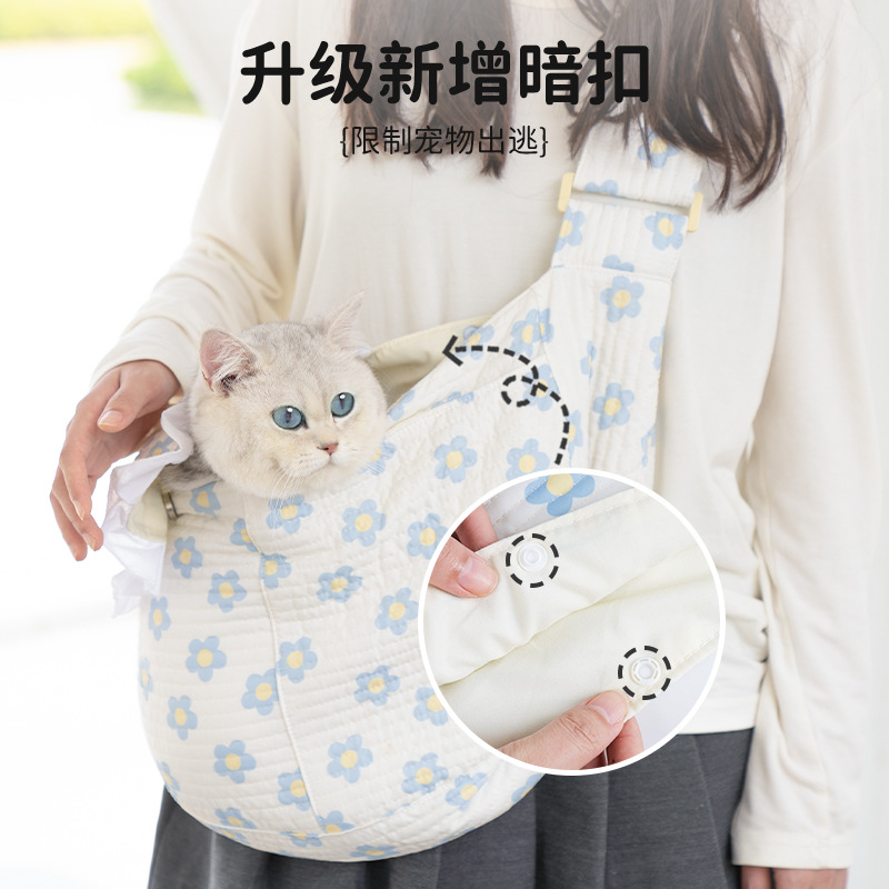 Сумка-переноска Home Pet синяя с цветами, малая
