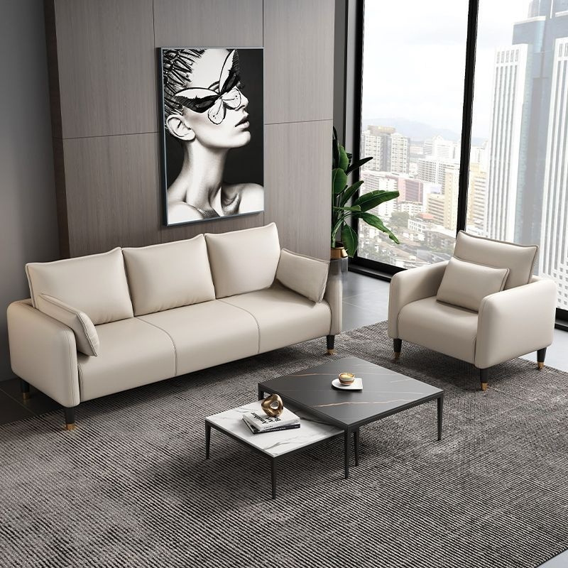 Small Apartment Sofa Rental Living Room Simple Fabric Sofa Seating Area Reception Sofa Office Sofa Wood