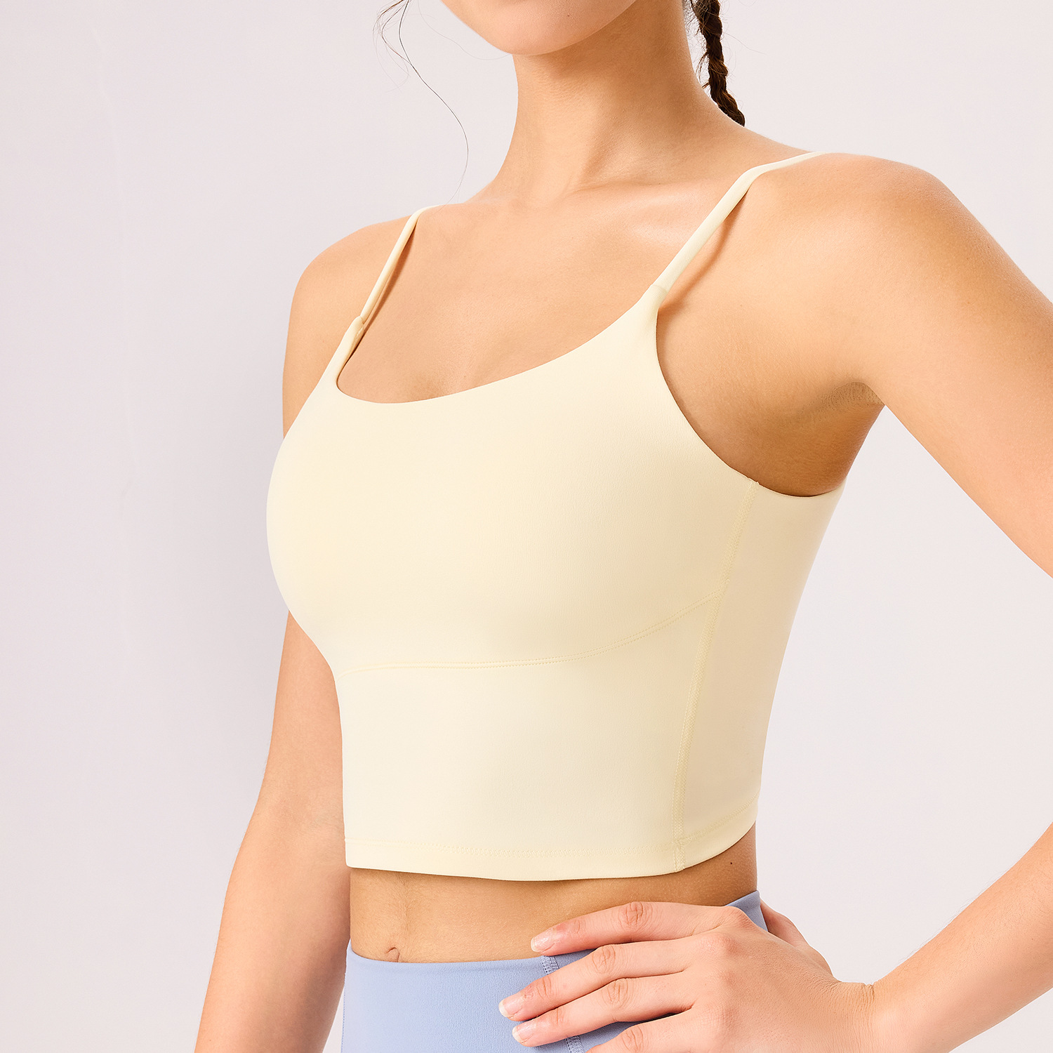 Nylon 66 a prueba de choques acondicionamiento físico ropa interior deportiva mujer Lakami espalda de alta resistencia sostén de yoga cinturón colgante