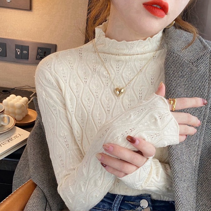 Bottoming Shirt Women's Autum and Winter Half Turtleneck Niche Knitted Top 2025 Spring and Autum New Style Foreign Style Versatile Inner Sweater