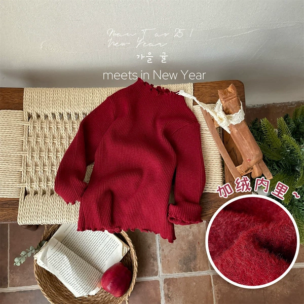 Red bottoming shirt [plus fleece]