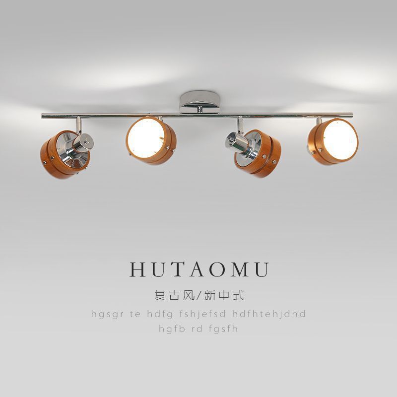 French Cream Mid-Century Style Surface-Mounted Spotlight Shop Commercial Led Living Room Restaurant Background Wall Lamp Retro Track Light