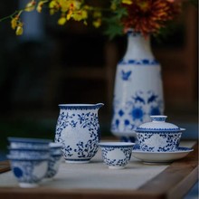 景德镇玉柏大号青花瓷三才盖碗茶具套装2025中式白瓷功夫茶具