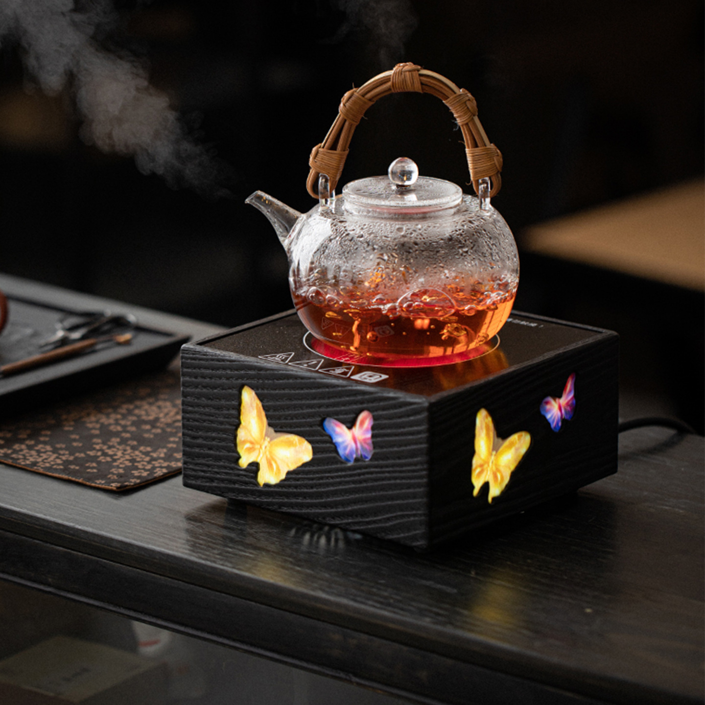 White Ash Wood Tea Stove, Electric Ceramic Stove, Chinese-Style Household Multi-Functional Tea Brewing Device, Fully Automatic Small Tea Roasting Stove