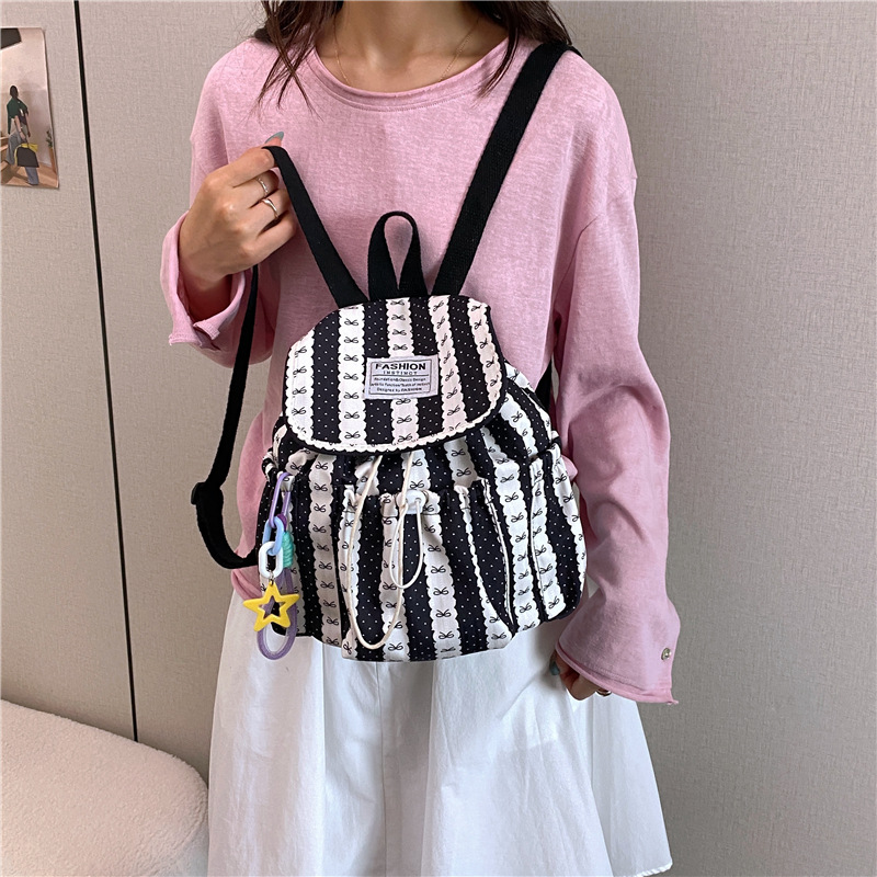 Suave sistema de diseño de rayas de color fresco mochila de la fiesta de las niñas estudiantes de viaje diario de compras mochila de primavera